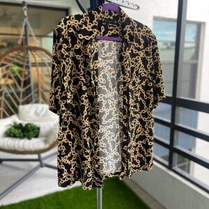 All Saints Black and Gold Chain Print Shirt